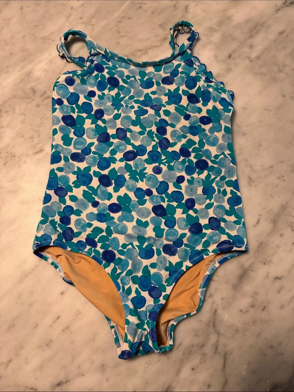 Crewcuts Girls' Floral Dot One-Piece in Blue & Teal